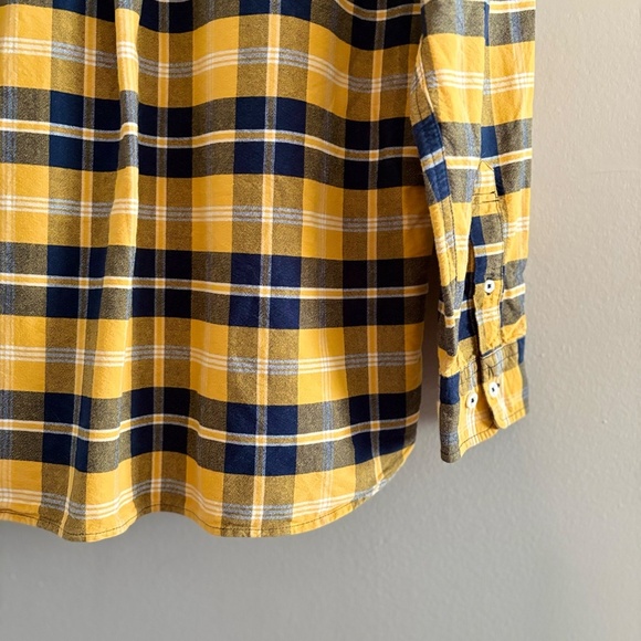Tommy Hilfiger Yellow & Navy Blue Plaid Button Down Shirt Cotton Blend - Picture 15 of 16